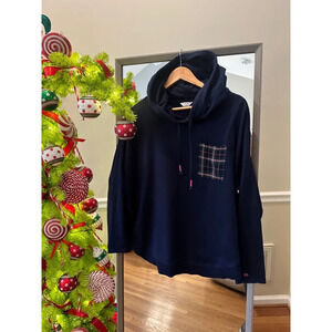 Women's Crown & Ivy Hoodie L Navy Green